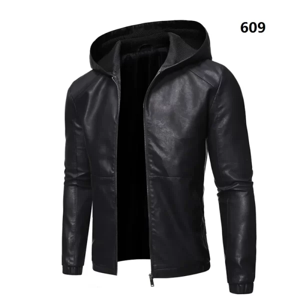 Men's Faux Leather Jacket Motorcycle Black 8XL - Image 9