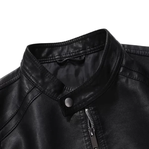 Men's Faux Leather Jacket Motorcycle Black 8XL - Image 3