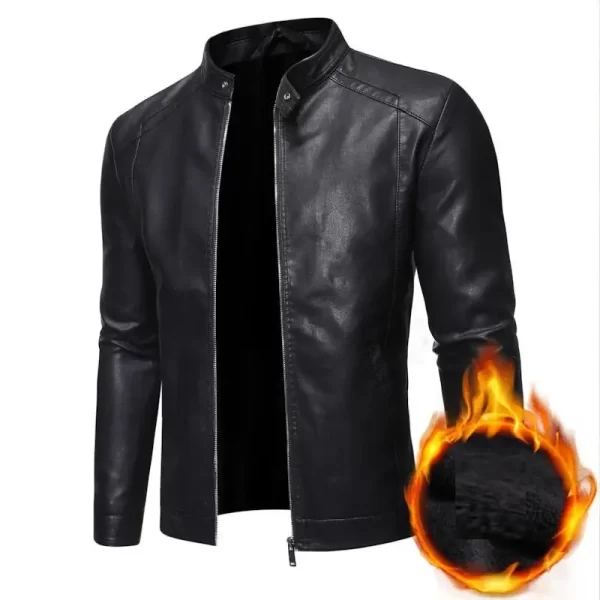 Men's Faux Leather Jacket Motorcycle Black 8XL - Image 6