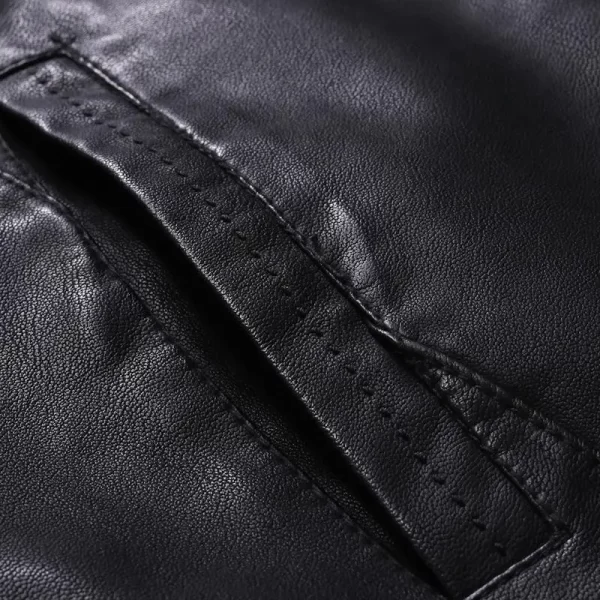 Men's Faux Leather Jacket Motorcycle Black 8XL - Image 4