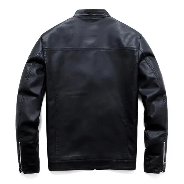 Men's Faux Leather Jacket Motorcycle Black 8XL - Image 2