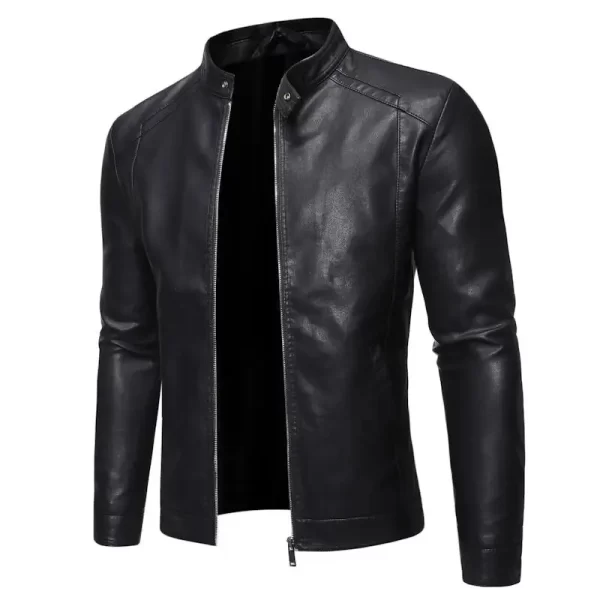 Men's Faux Leather Jacket Motorcycle Black 8XL