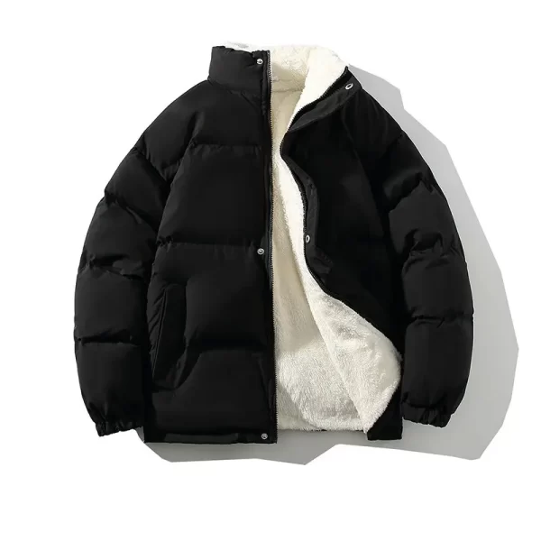 Men's Fleece Parka Jacket Loose Fit Stand Collar Puffer