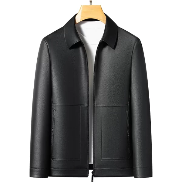 Men's Leather Business Jacket Slim Fit Black Brown Lapel