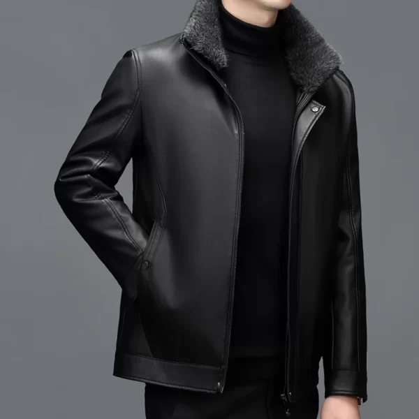 Men's Genuine Leather Jacket Sheepskin Down Winter Warm - Image 4