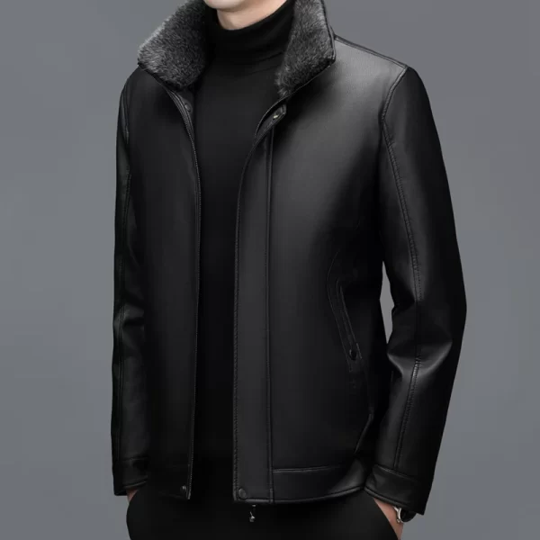 Men's Genuine Leather Jacket Sheepskin Down Winter Warm - Image 3