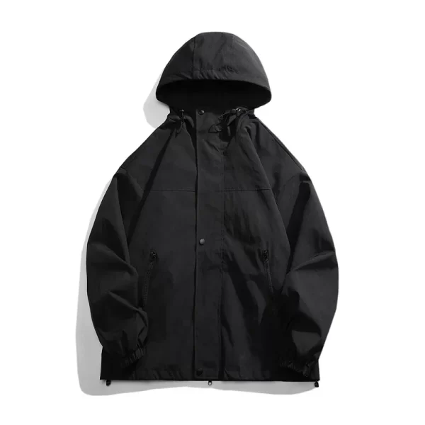 Men's Hooded Bomber Jacket Loose Fit Windbreaker Zipper - Image 4