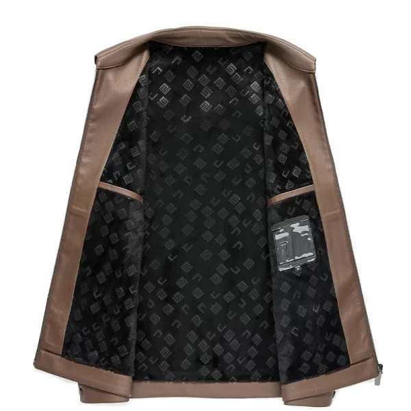 Men's Leather Business Jacket Slim Fit Black Brown Lapel - Image 5