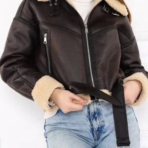 Women's Vintage Faux Lamb Fur Jacket Moto Biker Streetwear