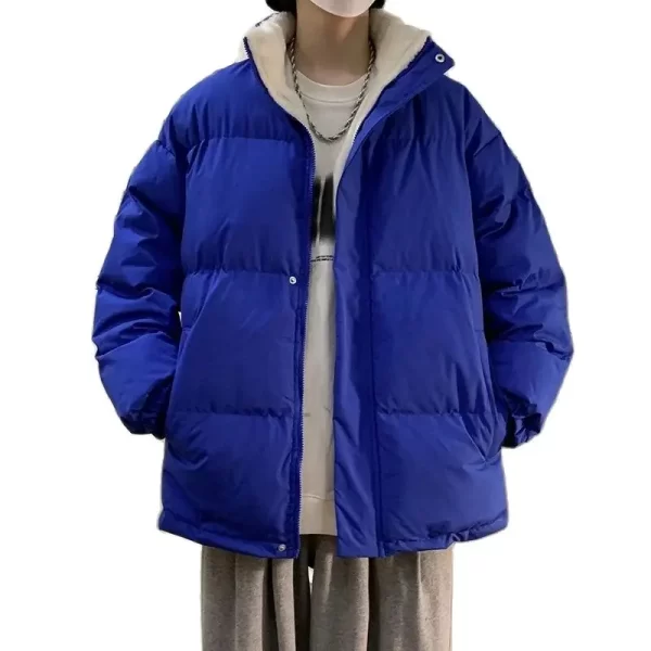 Men's Fleece Parka Jacket Loose Fit Stand Collar Puffer - Image 5