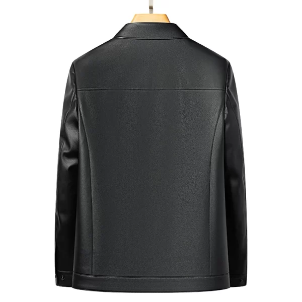 Men's Leather Business Jacket Slim Fit Black Brown Lapel - Image 2