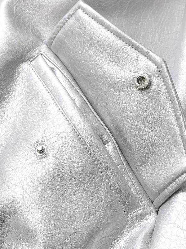 Women's Retro Faux Leather Jacket Streetwear Loose Moto Coat - Image 6