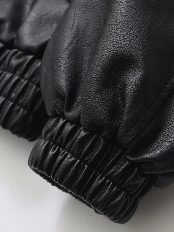 Women's Retro Faux Leather Jacket Streetwear Loose Moto Coat - Image 3