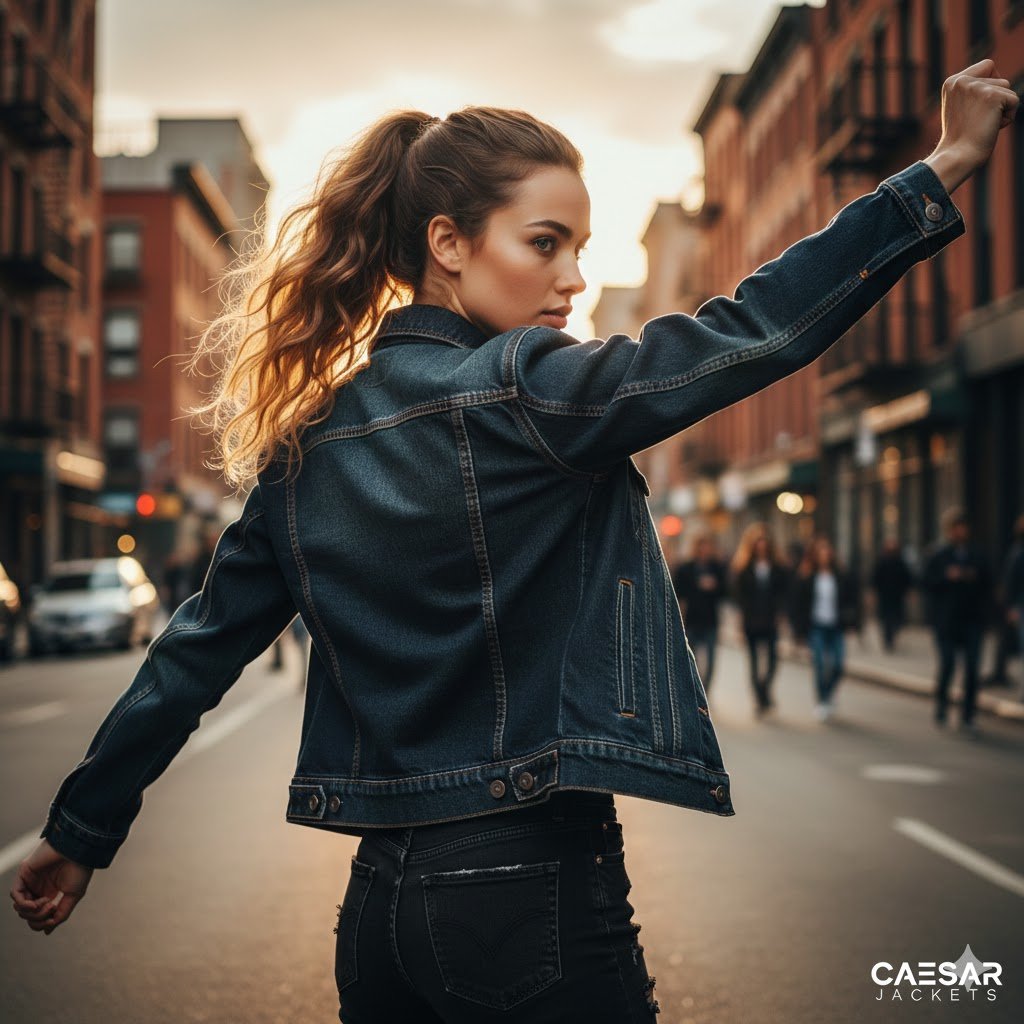 Step-by-step guide on how to break in a denim jacket using the wear and move method