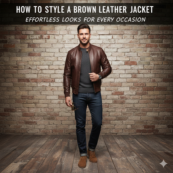 how to style a brown leather jacket