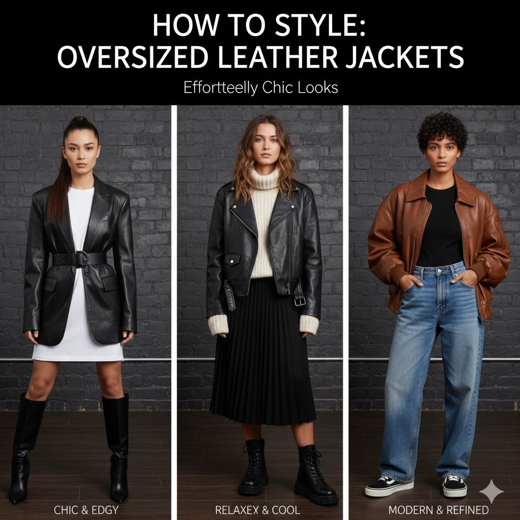 how to style oversized leather jacket