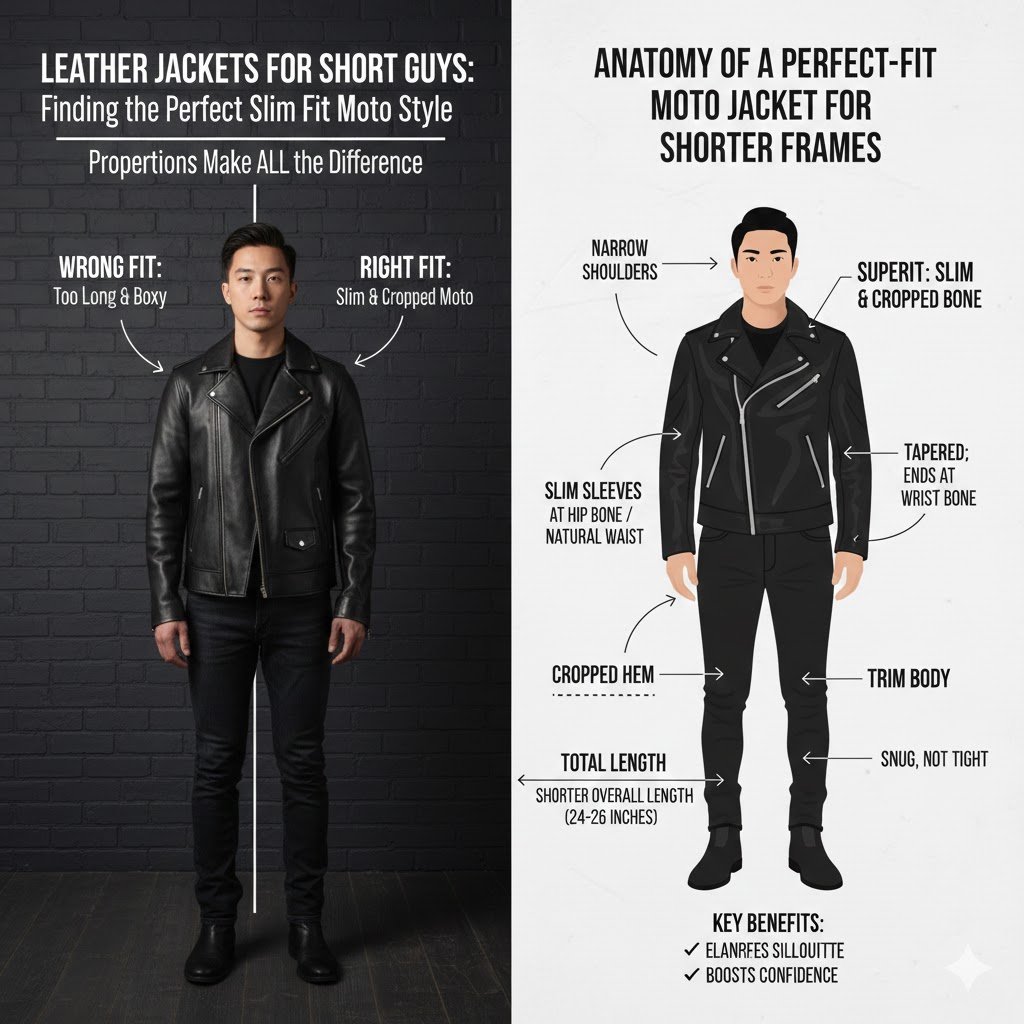 best leather jacket for short guys slim fit moto jacket