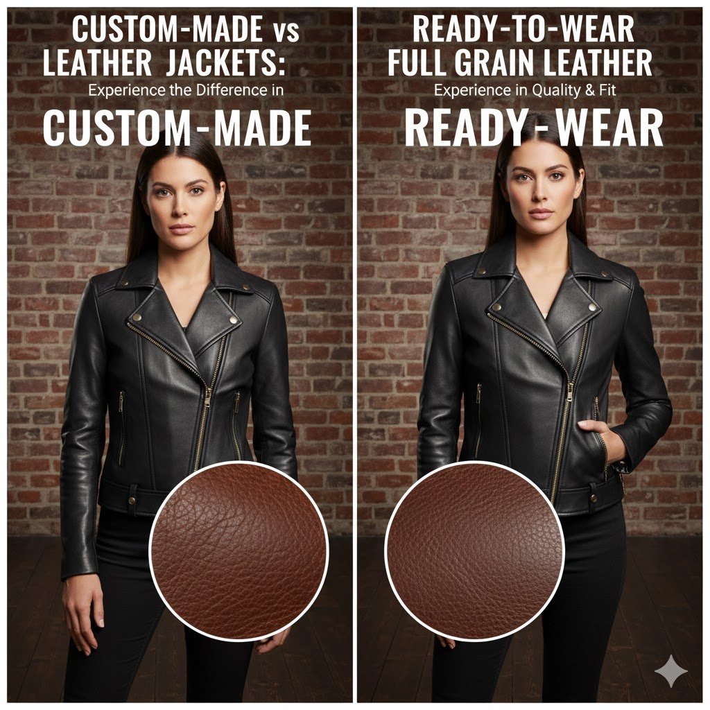 custom made vs ready to wear leather jacket comparison full grain leather