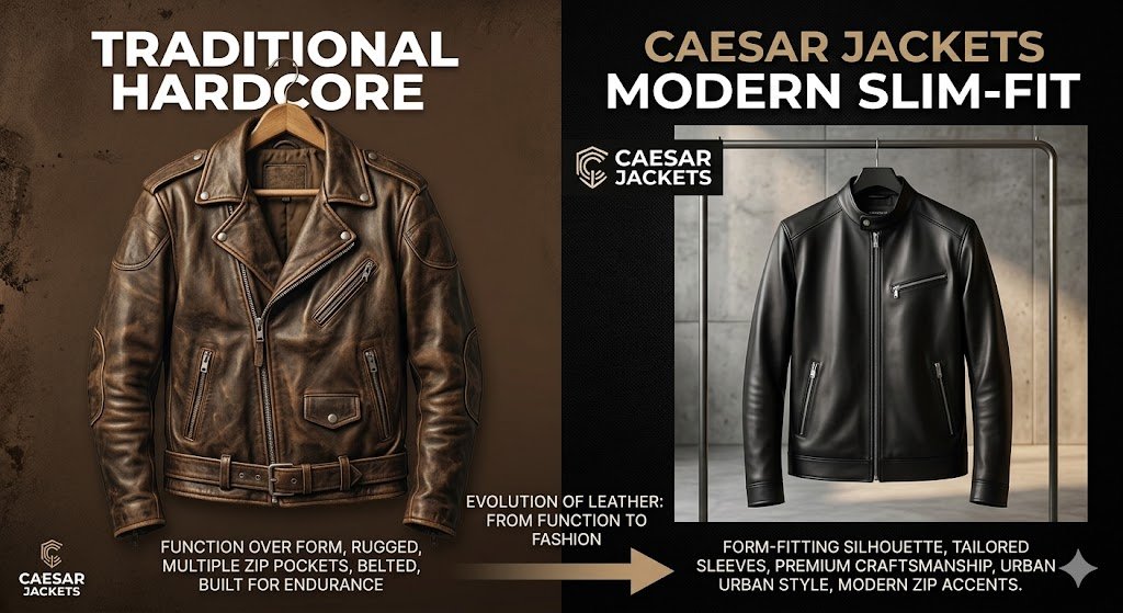Side by side quality comparison of Schott NYC vs CaesarJackets premium leather and hardware