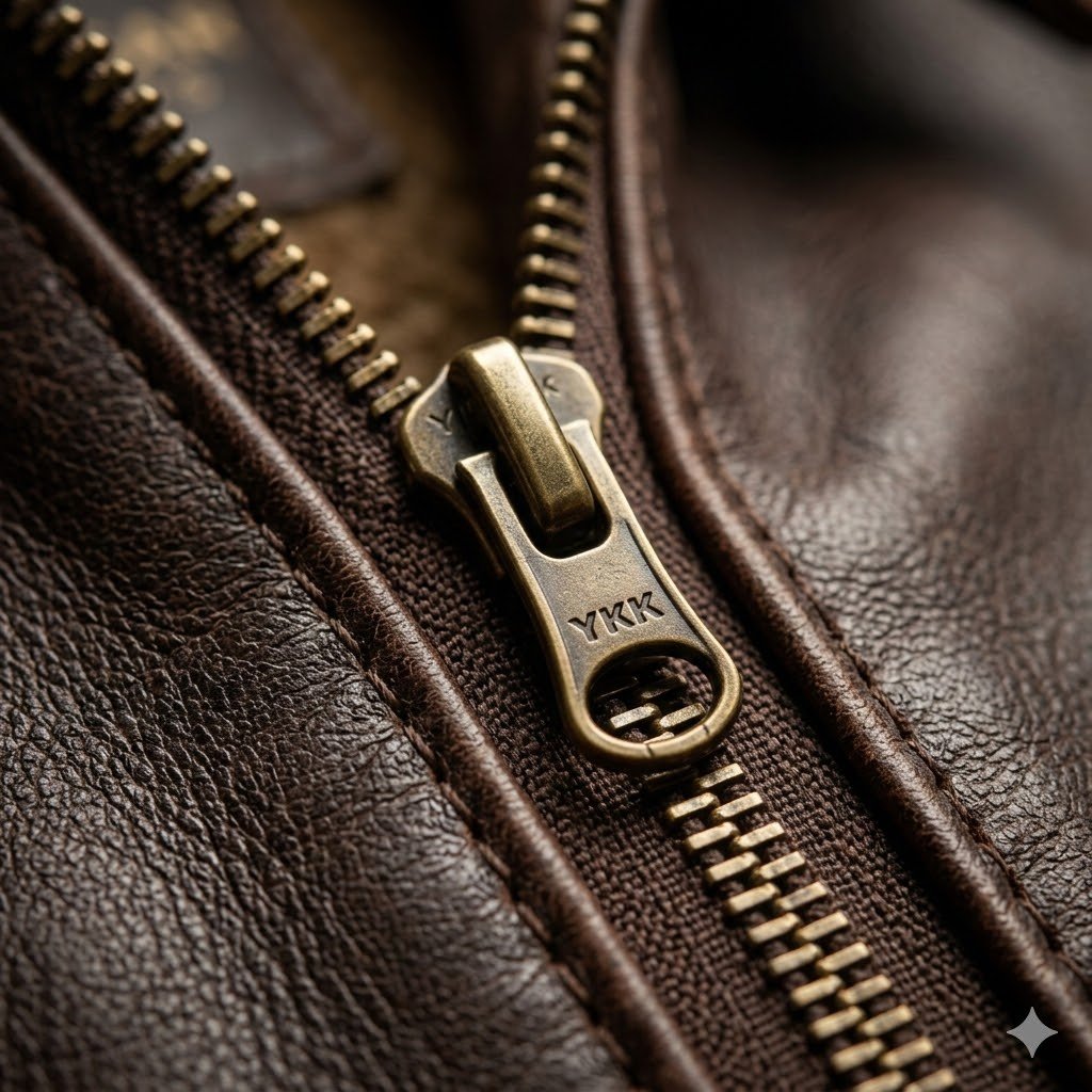 High-quality YKK zippers and premium stitching on a CaesarJackets leather jacket