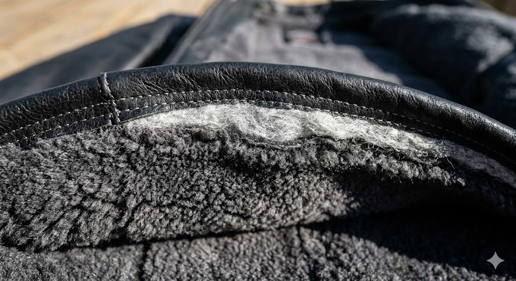 Inside lining examination to determine are leather jackets warm enough for winter
