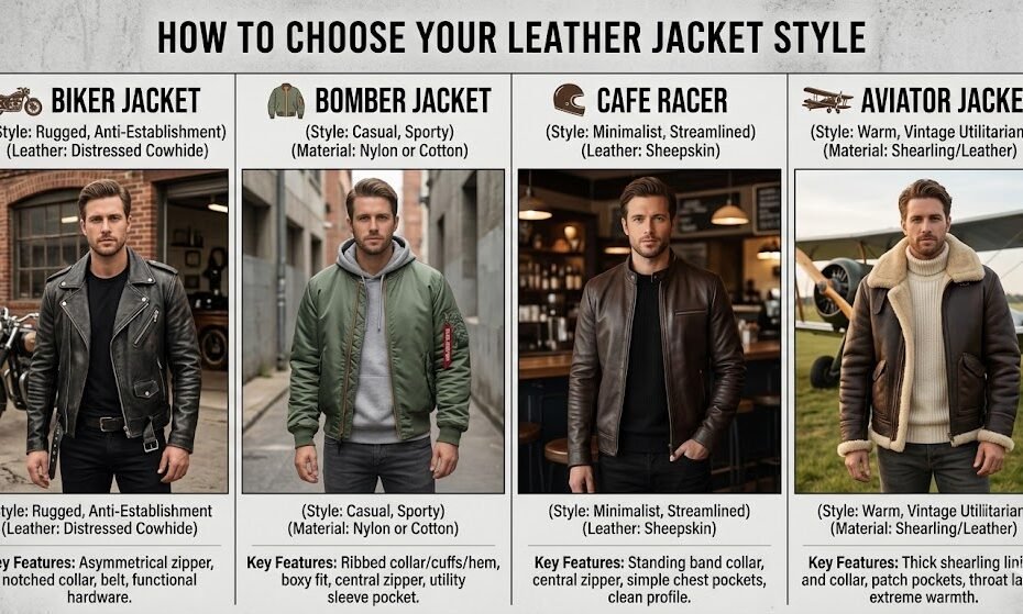 how to choose between biker bomber racer and aviator jackets