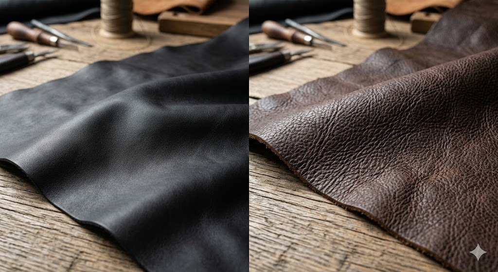 Material grain analysis to help first-time buyers choose between lambskin and cowhide leather