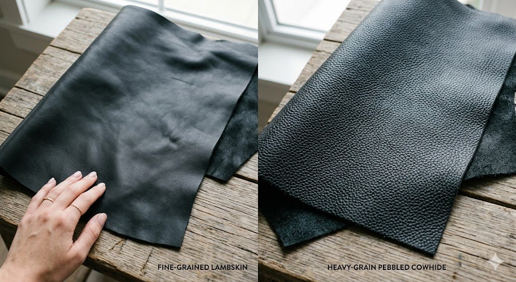 Material texture comparison to guide the choice between the best leather jacket styles for women