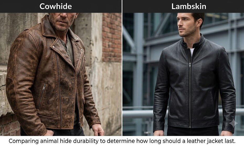 Comparing animal hide durability to determine how long should a leather jacket last
