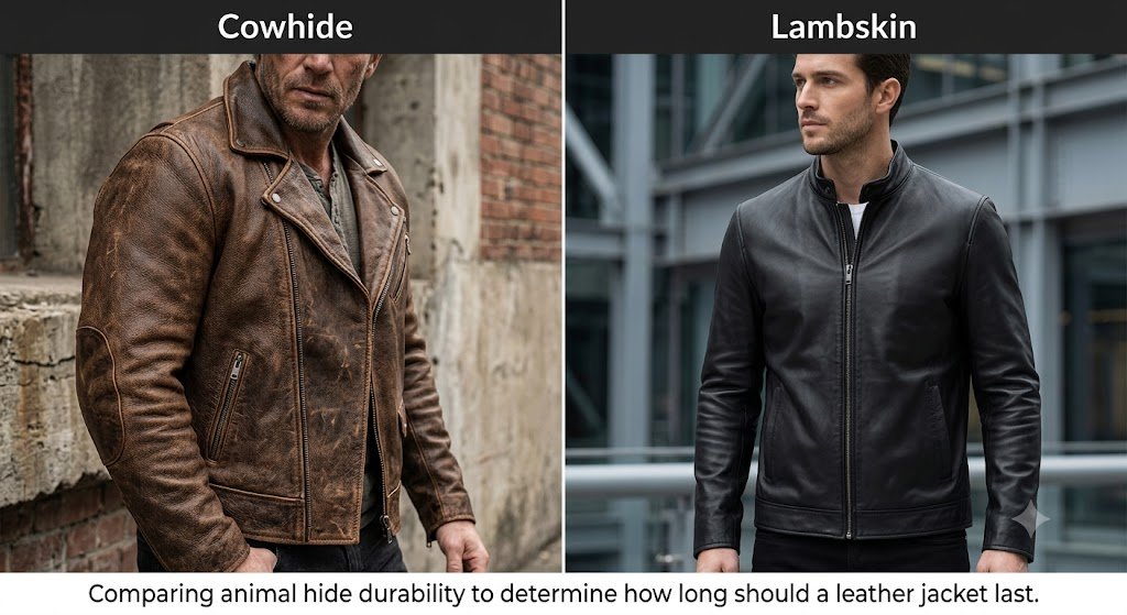 Comparing animal hide durability to determine how long should a leather jacket last